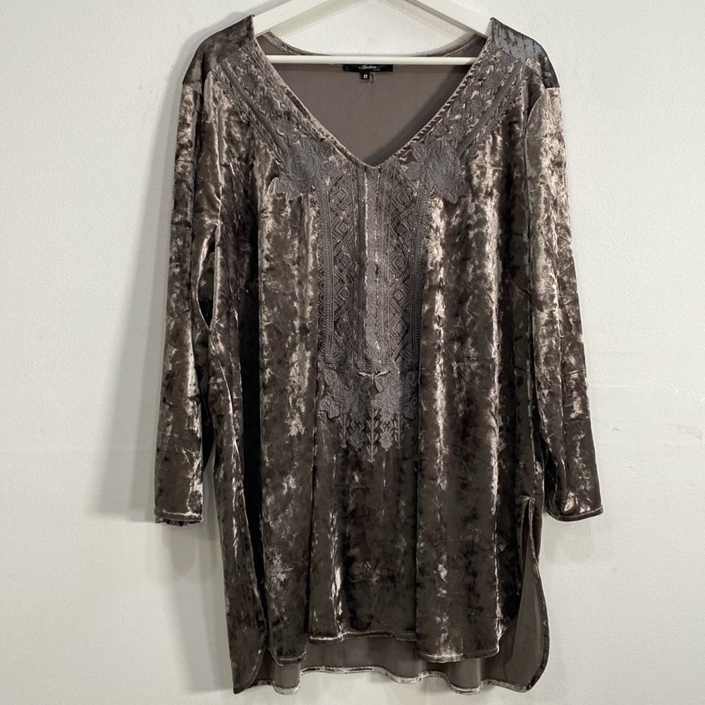Andree Velvet Embroidered Top 2X